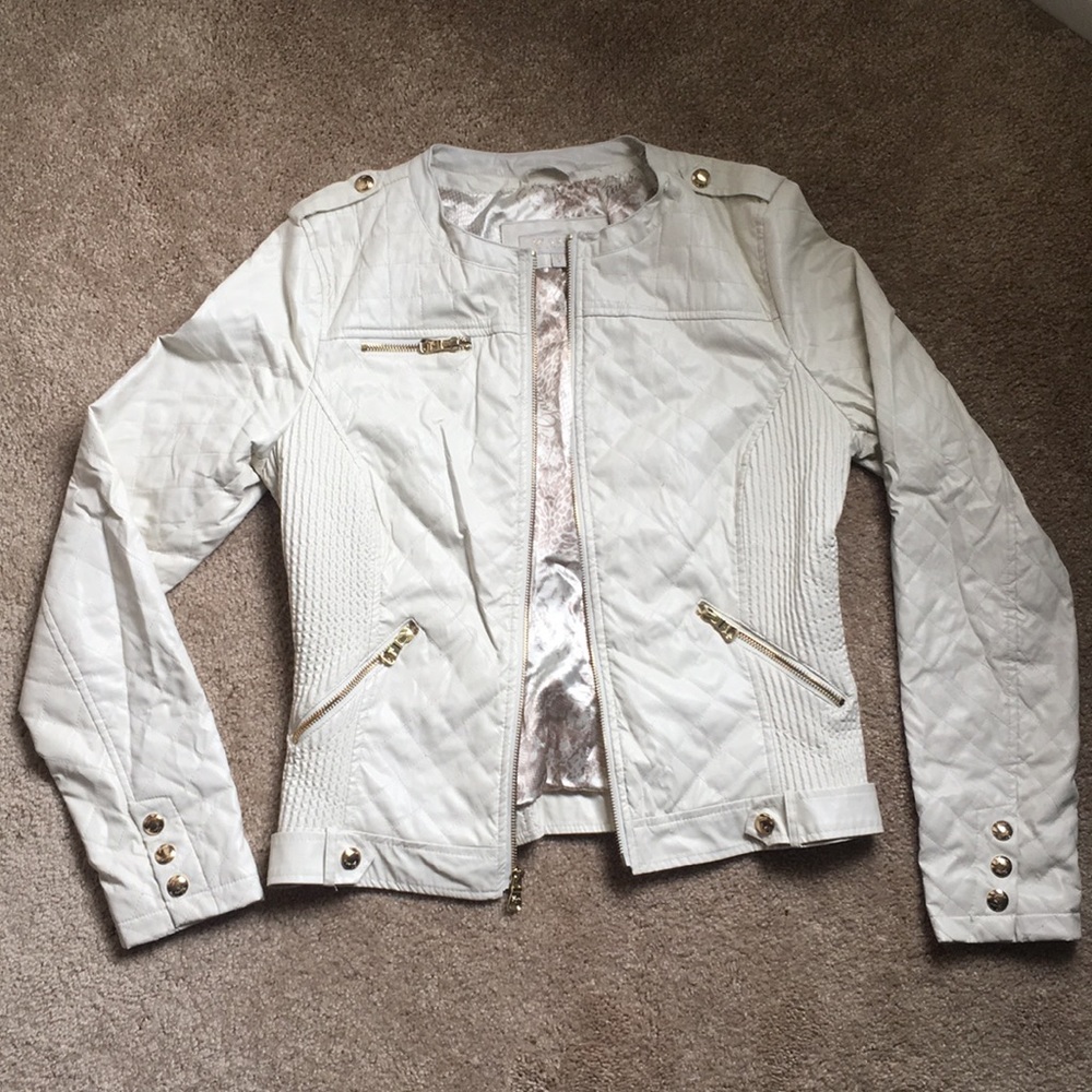 GUESS White Leather Jacket